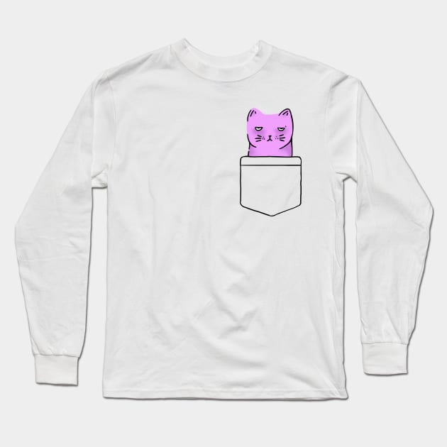 Pocket kitty Long Sleeve T-Shirt by Crudecat